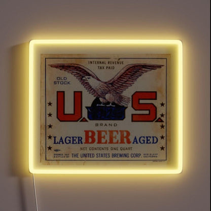 Us Aged Lager Beer Distressed Rgb Led Neon Sign - Shineneon