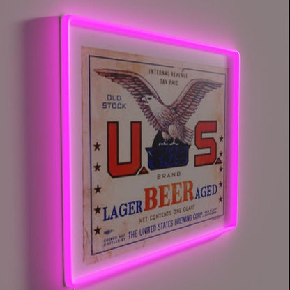 Us Aged Lager Beer Distressed Rgb Led Neon Sign - Shineneon