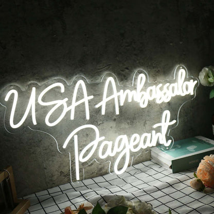 Usa Ambassador Pageant White Led Neon Sign - Shineneon