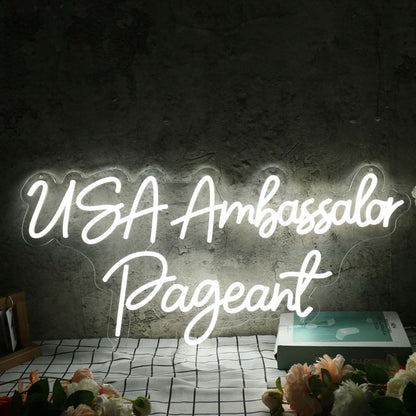 Usa Ambassador Pageant White Led Neon Sign - Shineneon