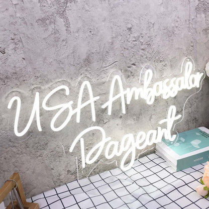 Usa Ambassador Pageant White Led Neon Sign - Shineneon