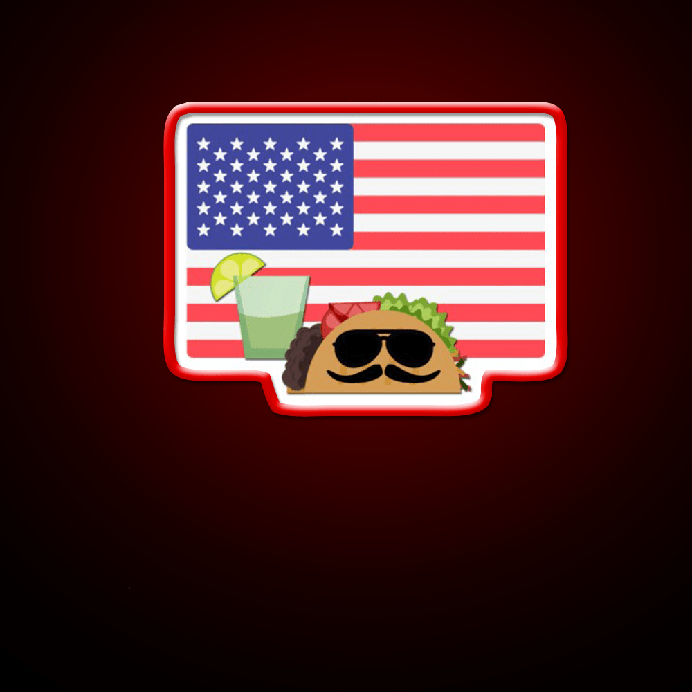 Usa American Flag 4Th Of July Taco Time America Taco Led Neon Sign Rgb Color - Shineneon