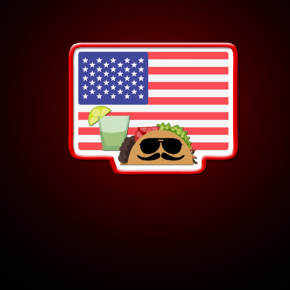 Usa American Flag 4Th Of July Taco Time America Taco Led Neon Sign Rgb Color - Shineneon