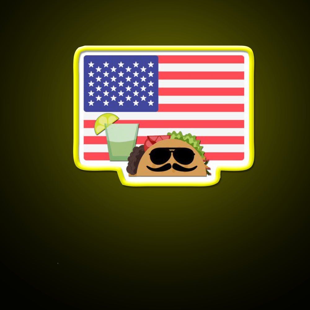 Usa American Flag 4Th Of July Taco Time America Taco Led Neon Sign Rgb Color - Shineneon
