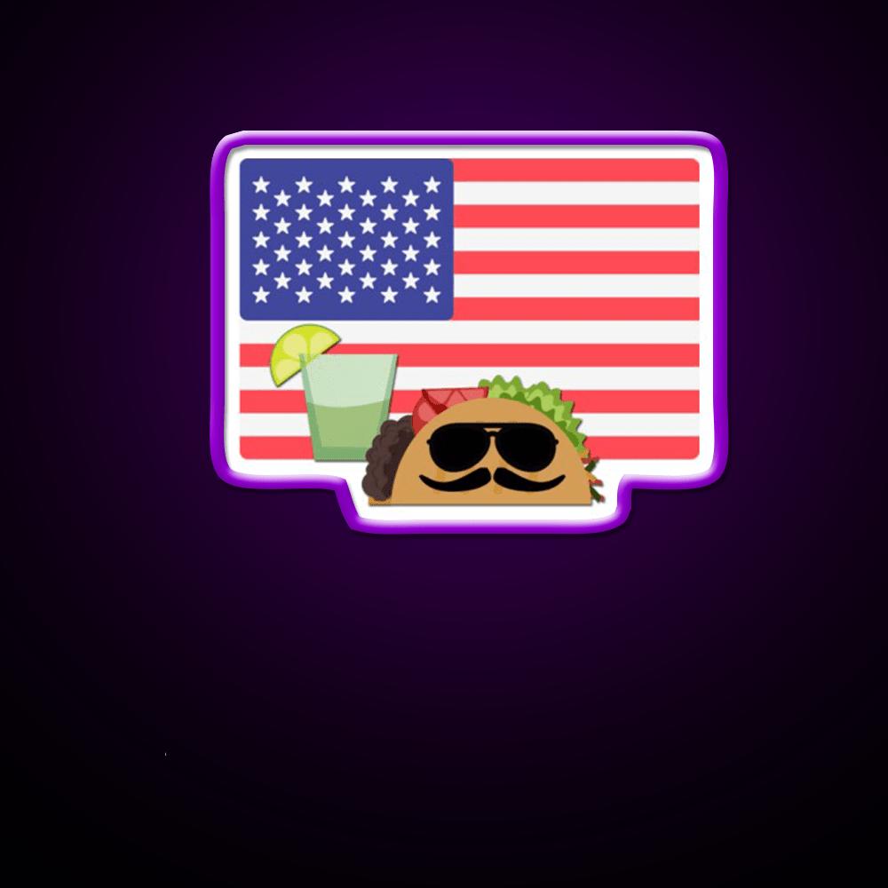 Usa American Flag 4Th Of July Taco Time America Taco Led Neon Sign Rgb Color - Shineneon