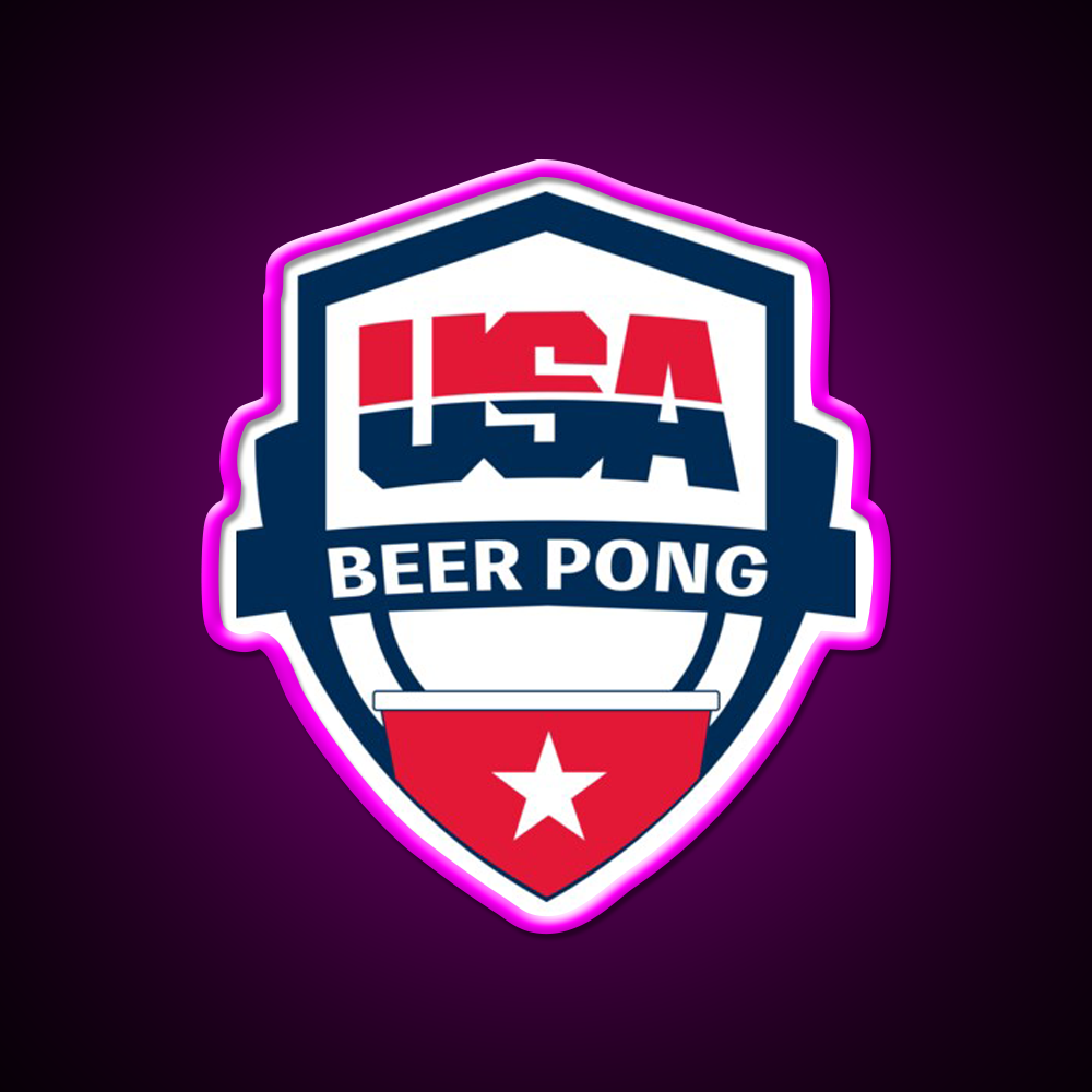 Usa Beer Pong Beer Bar Decor Led Neon Sign Rgb Color - Neon sign mounted on wall in room