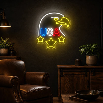 USA Eagle With Stars LED Neon Sign real lifestyle scene