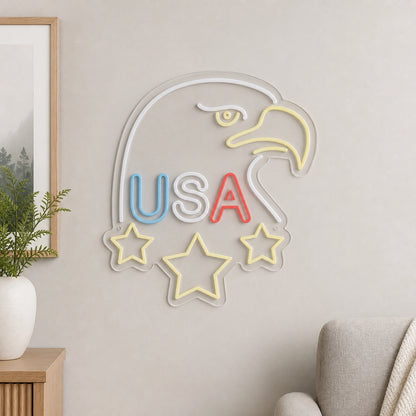 USA Eagle With Stars LED Neon Sign size image