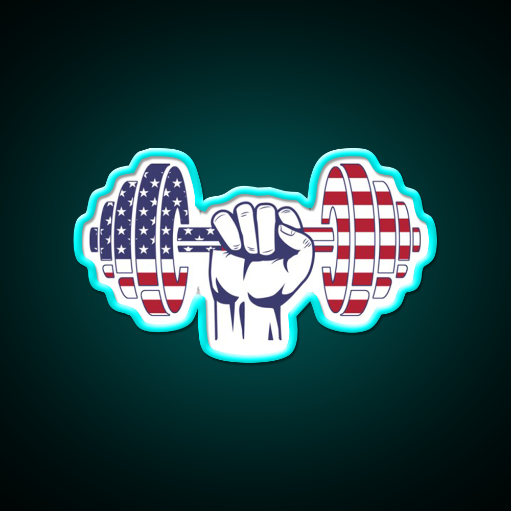 Usa Flag Dumbbell Bodybuilding Gym Fitness Led Neon Sign Rgb Color