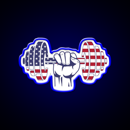 Usa Flag Dumbbell Bodybuilding Gym Fitness Led Neon Sign Rgb Color