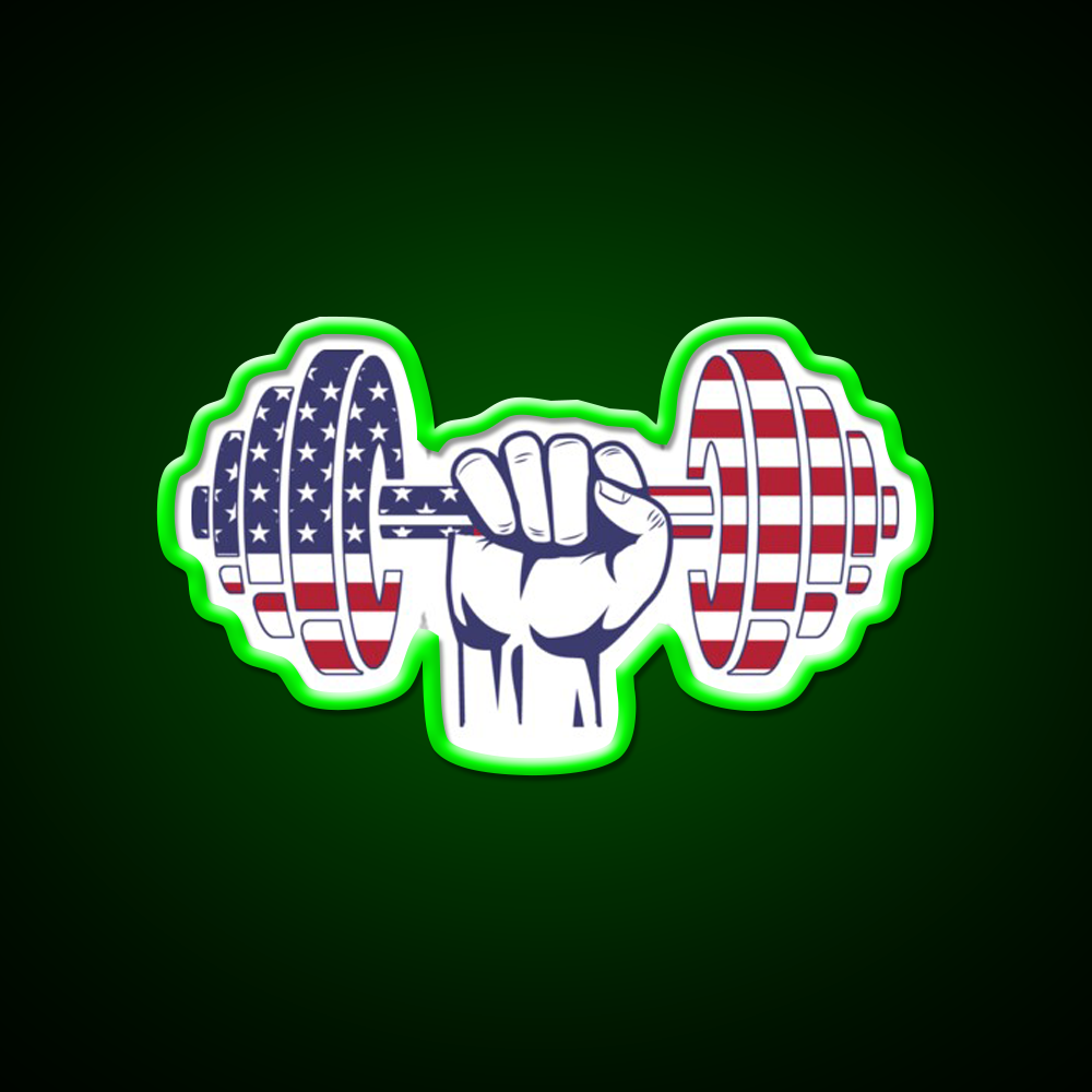 Usa Flag Dumbbell Bodybuilding Gym Fitness Led Neon Sign Rgb Color