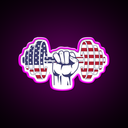 Usa Flag Dumbbell Bodybuilding Gym Fitness Led Neon Sign Rgb Color