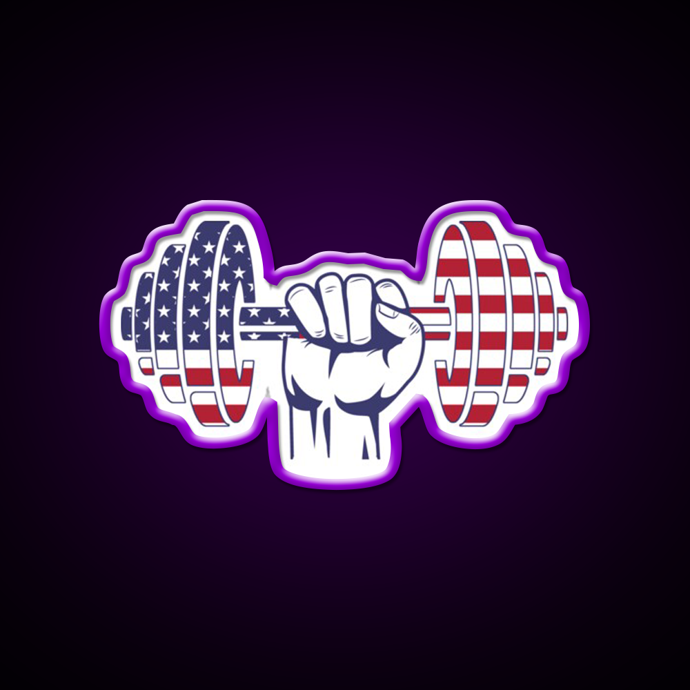 Usa Flag Dumbbell Bodybuilding Gym Fitness Led Neon Sign Rgb Color