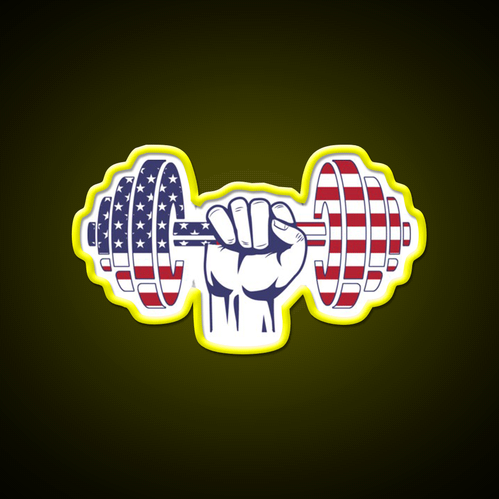 Usa Flag Dumbbell Bodybuilding Gym Fitness Led Neon Sign Rgb Color