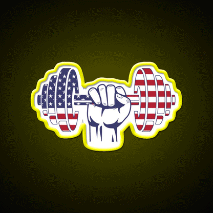 Usa Flag Dumbbell Bodybuilding Gym Fitness Led Neon Sign Rgb Color