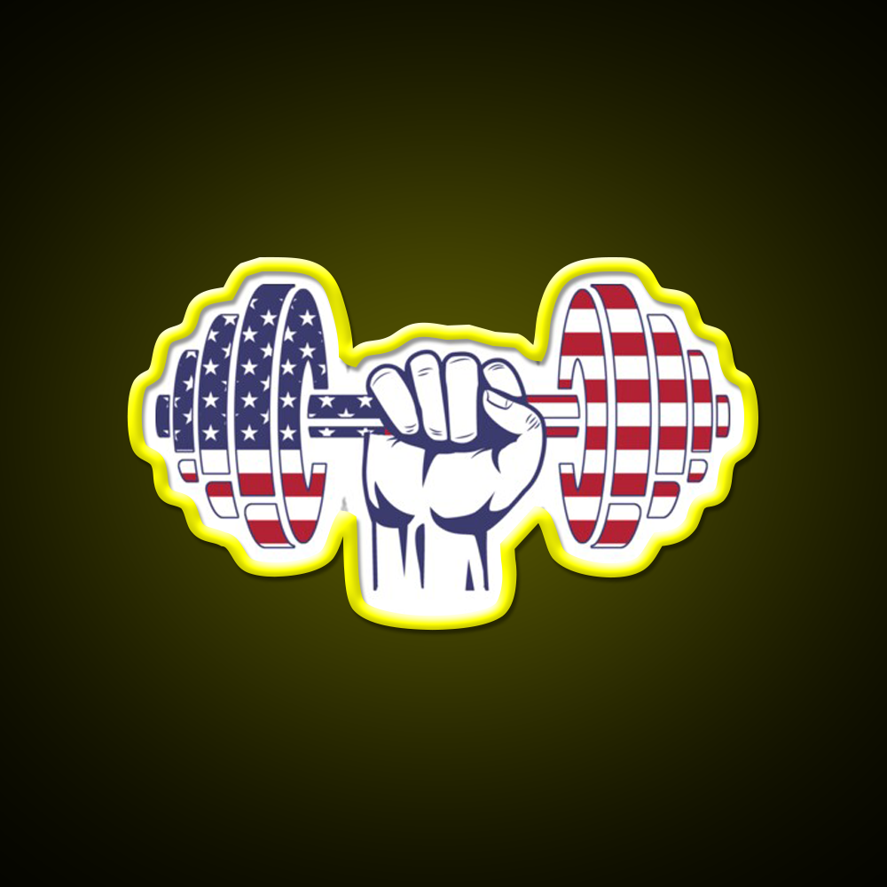 Usa Flag Dumbbell Bodybuilding Gym Fitness Led Neon Sign Rgb Color