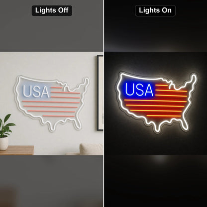 USA Flag Map LED Neon Sign - Shineneon