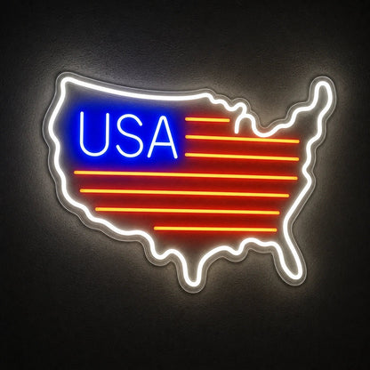 USA Flag Map LED Neon Sign - Shineneon