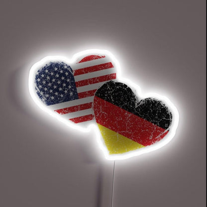 Usa Germany Heart Flag German American Rgb Led Neon Sign - Shineneon