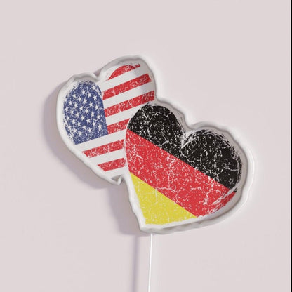 Usa Germany Heart Flag German American Rgb Led Neon Sign - Shineneon