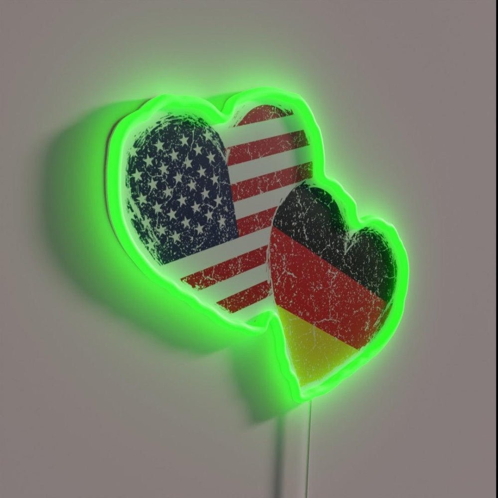 Usa Germany Heart Flag German American Rgb Led Neon Sign - Shineneon