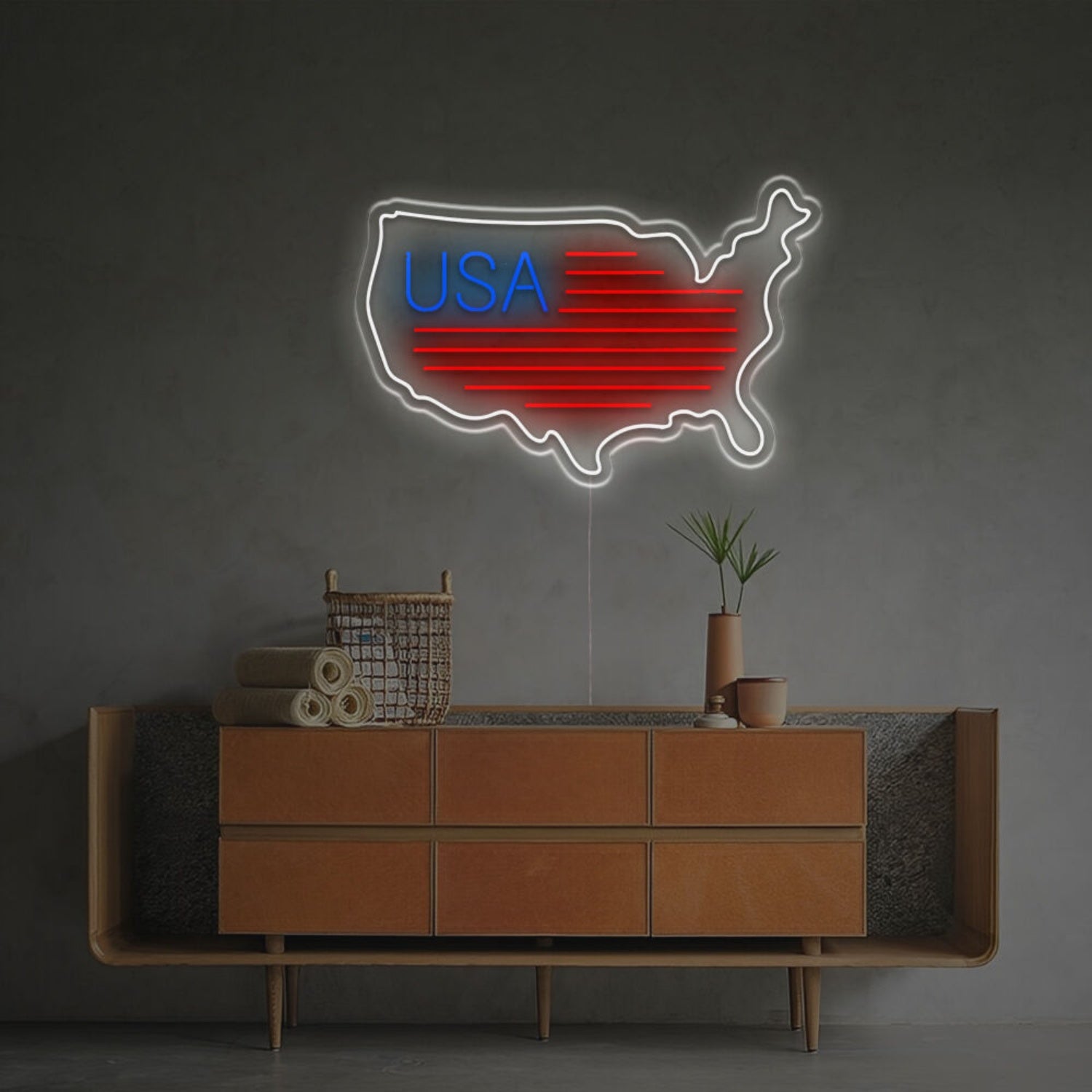Usa Map Flag Led Neon Sign - Shineneon