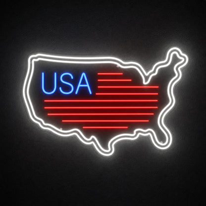 USA Map Flag LED Neon Sign Garage Man Cave Neon Sign main product image
