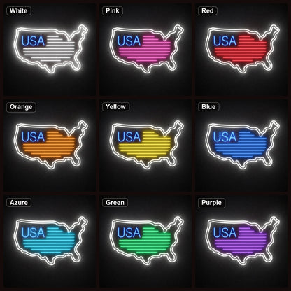 USA Map Flag LED Neon Sign Garage Man Cave Neon Sign - Shineneon