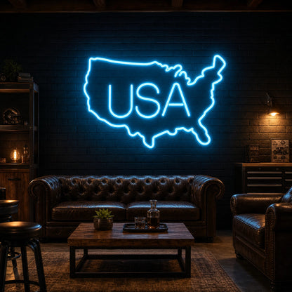 USA Map LED Neon Sign Garage Man Cave Neon Sign high-converting product image
