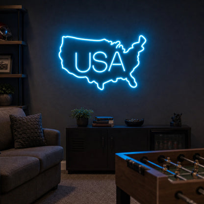USA Map LED Neon Sign Garage Man Cave Neon Sign real lifestyle scene