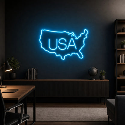 USA Map LED Neon Sign Garage Man Cave Neon Sign size image