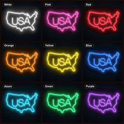 USA Map LED Neon Sign Garage Man Cave Neon Sign color grid