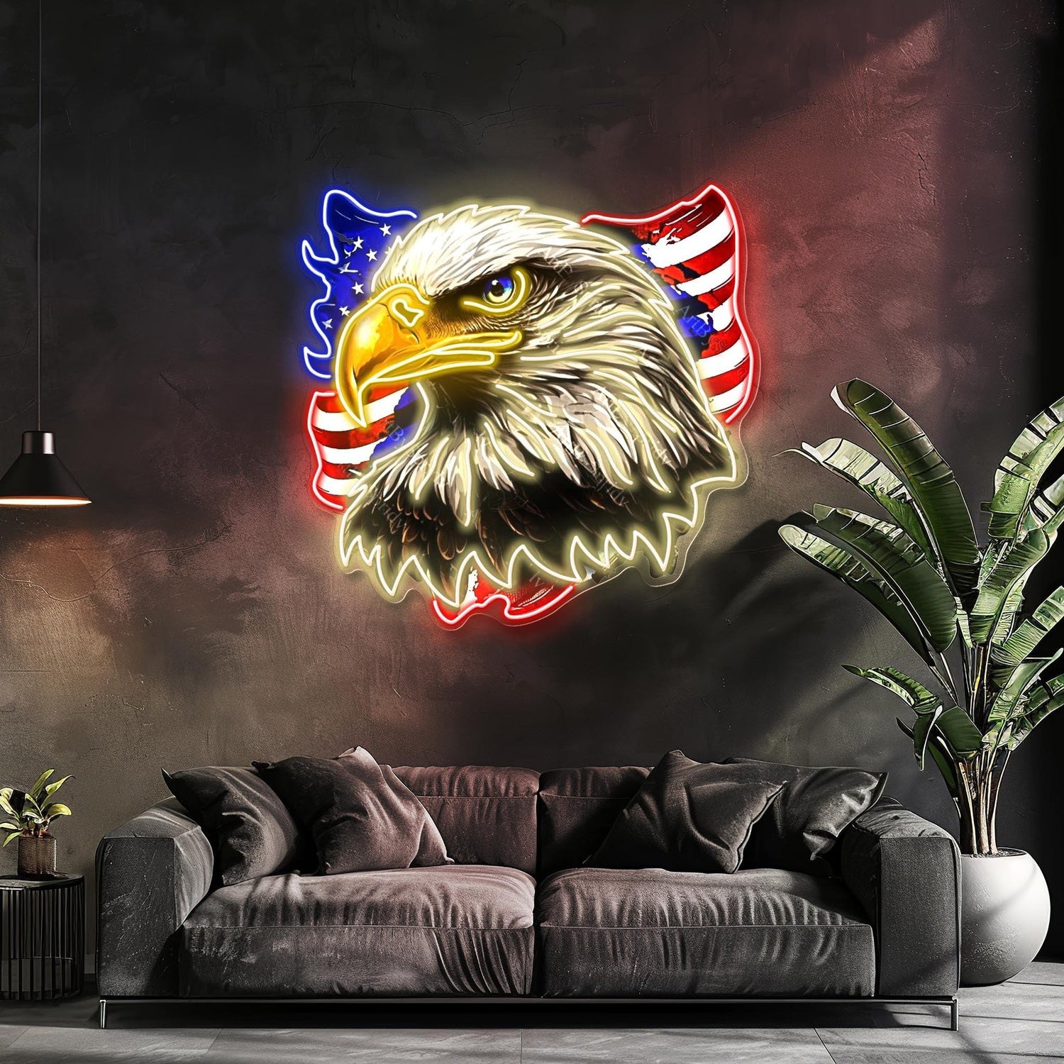 Usa Patriotic Eagle Flag Uv Printed Led Neon Sign Artwork For Home Bar Wall Decor | Shineneon