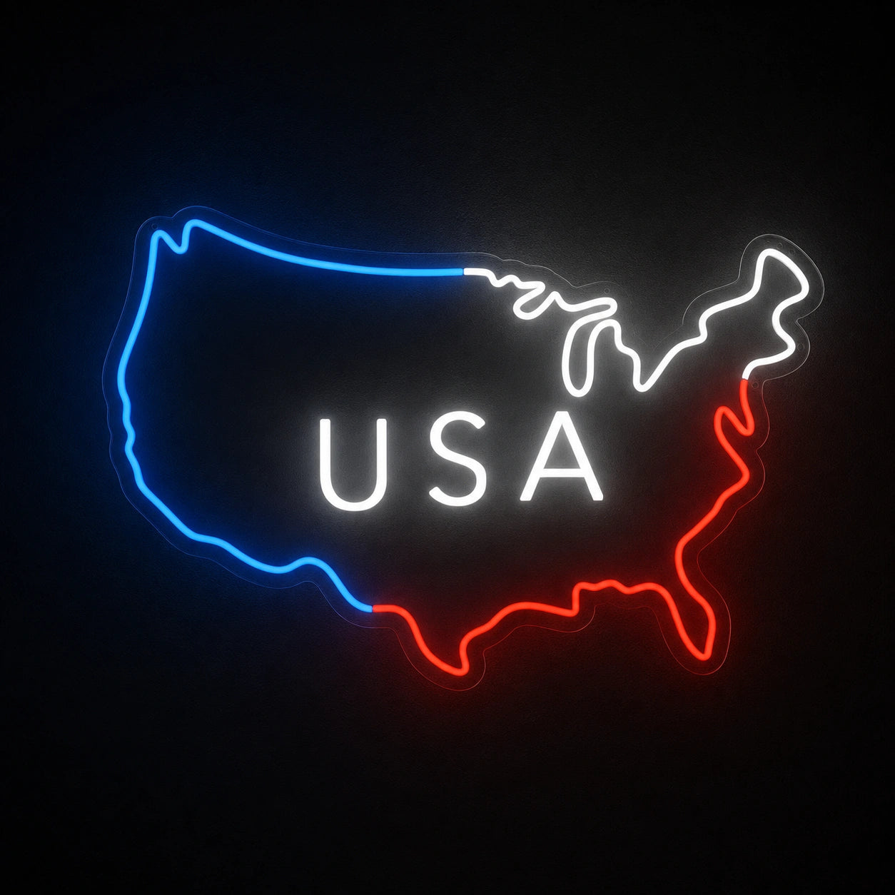 USA Text Inside Map Outline LED Neon Sign main product image
