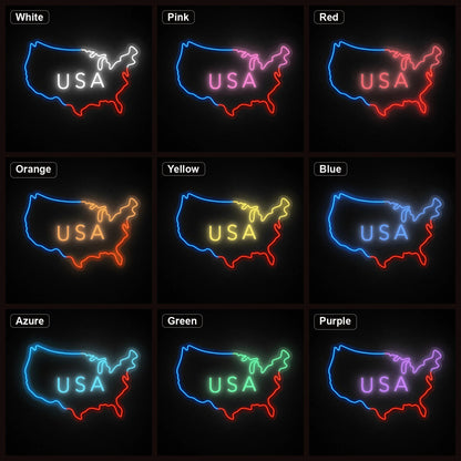 USA Text Inside Map Outline LED Neon Sign - Shineneon