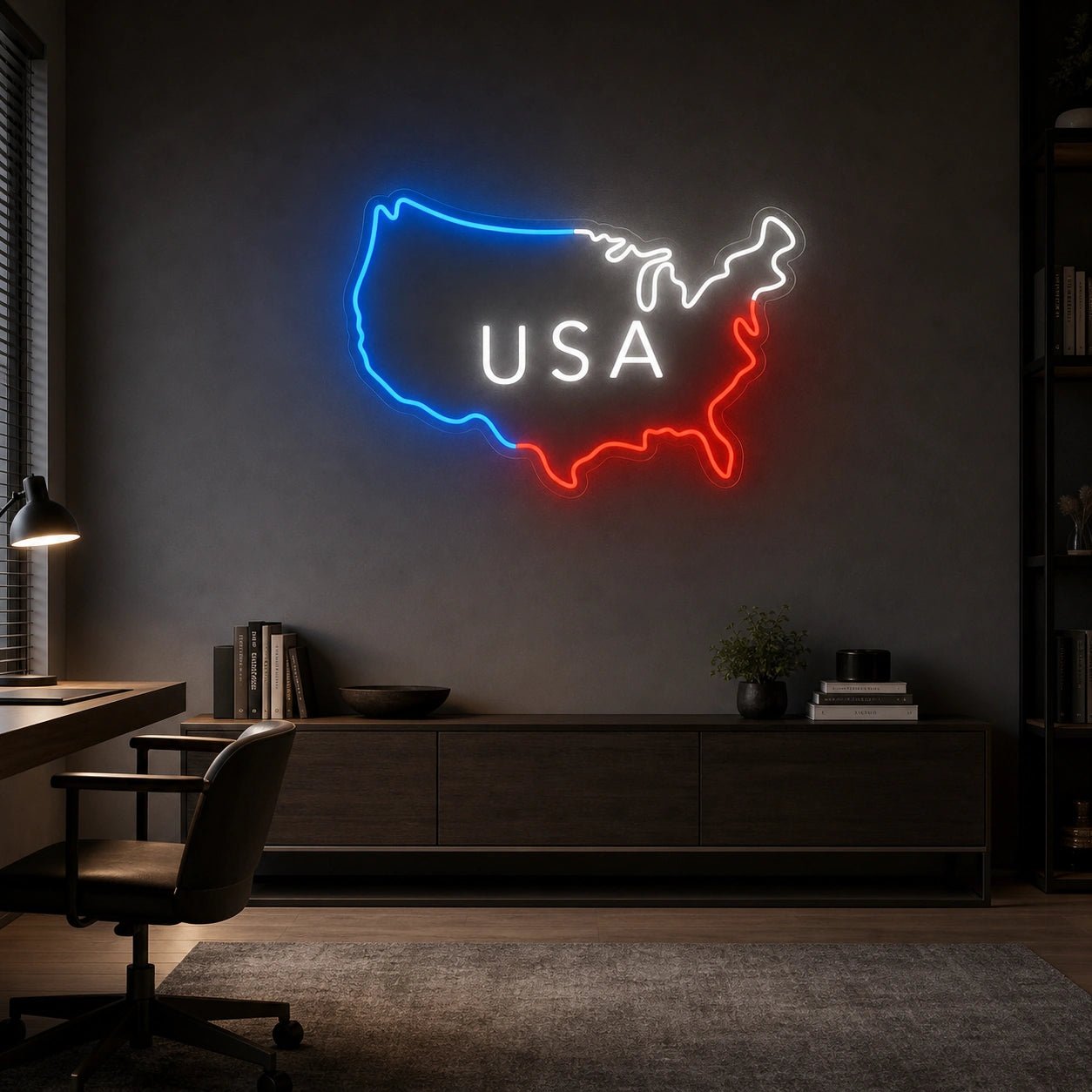 USA Text Inside Map Outline LED Neon Sign - Shineneon