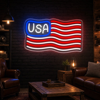 USA Waving Flag LED Neon Sign high-converting product image