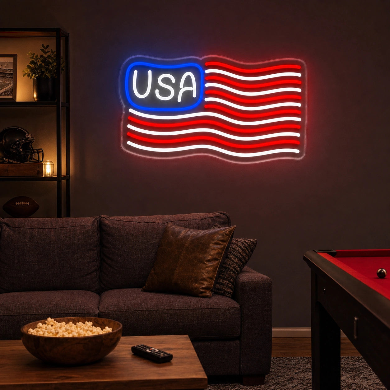 USA Waving Flag LED Neon Sign real lifestyle scene