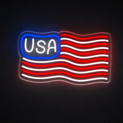USA Waving Flag LED Neon Sign main product image