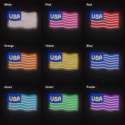 USA Waving Flag LED Neon Sign - Shineneon