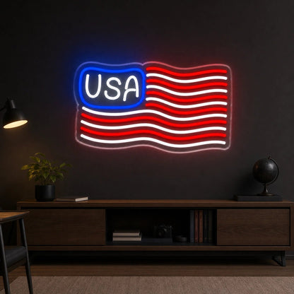 USA Waving Flag LED Neon Sign - Shineneon