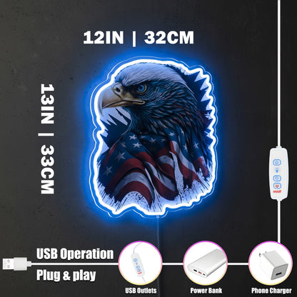 ShineNeon™  Patriotic American Eagle LED Sign - US Flag Wall Decor for Man Cave & Garage