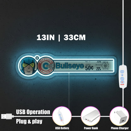 ShineNeon™ Retro Bullseye Comic Ledger LED Neon Sign - Superhero Wall Decor