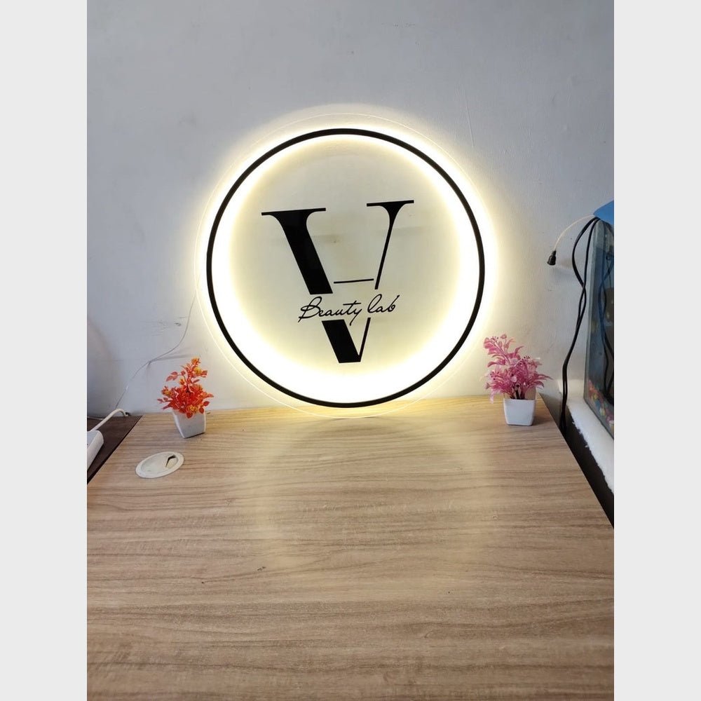 V Beauty Lab_ Acrylic Business Logo Sign - Shineneon