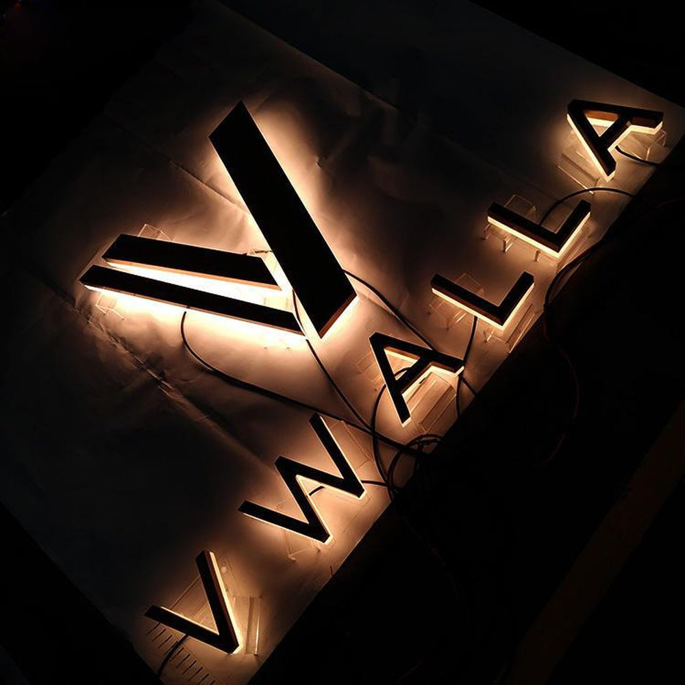 V Vwalla 3D Backlit Letters Business Metal Led Sign