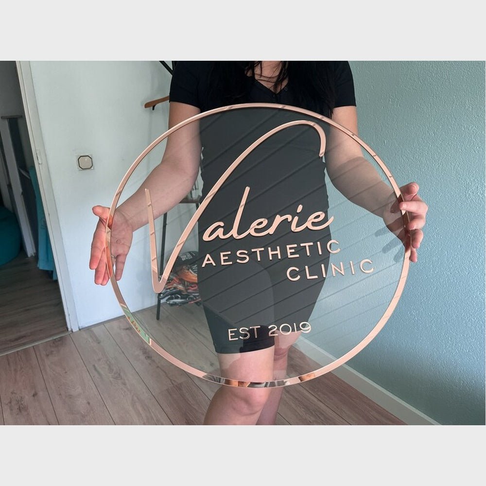 Valeriea Esthetic Clinic Acrylic Business Logo Sign - Shineneon