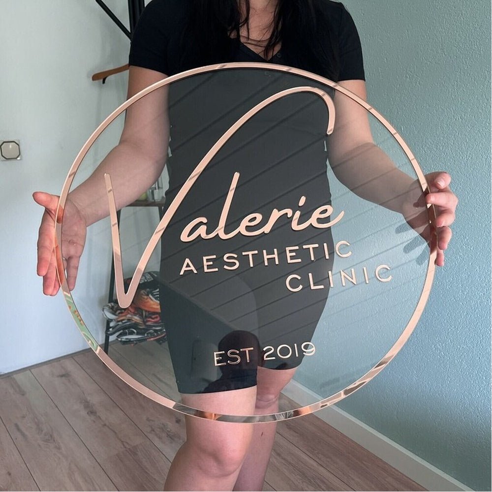 Valeriea Esthetic Clinic Acrylic Business Logo Sign - Shineneon