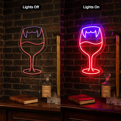 Vampire Fangs Wine Glass LED Neon Sign main product image
