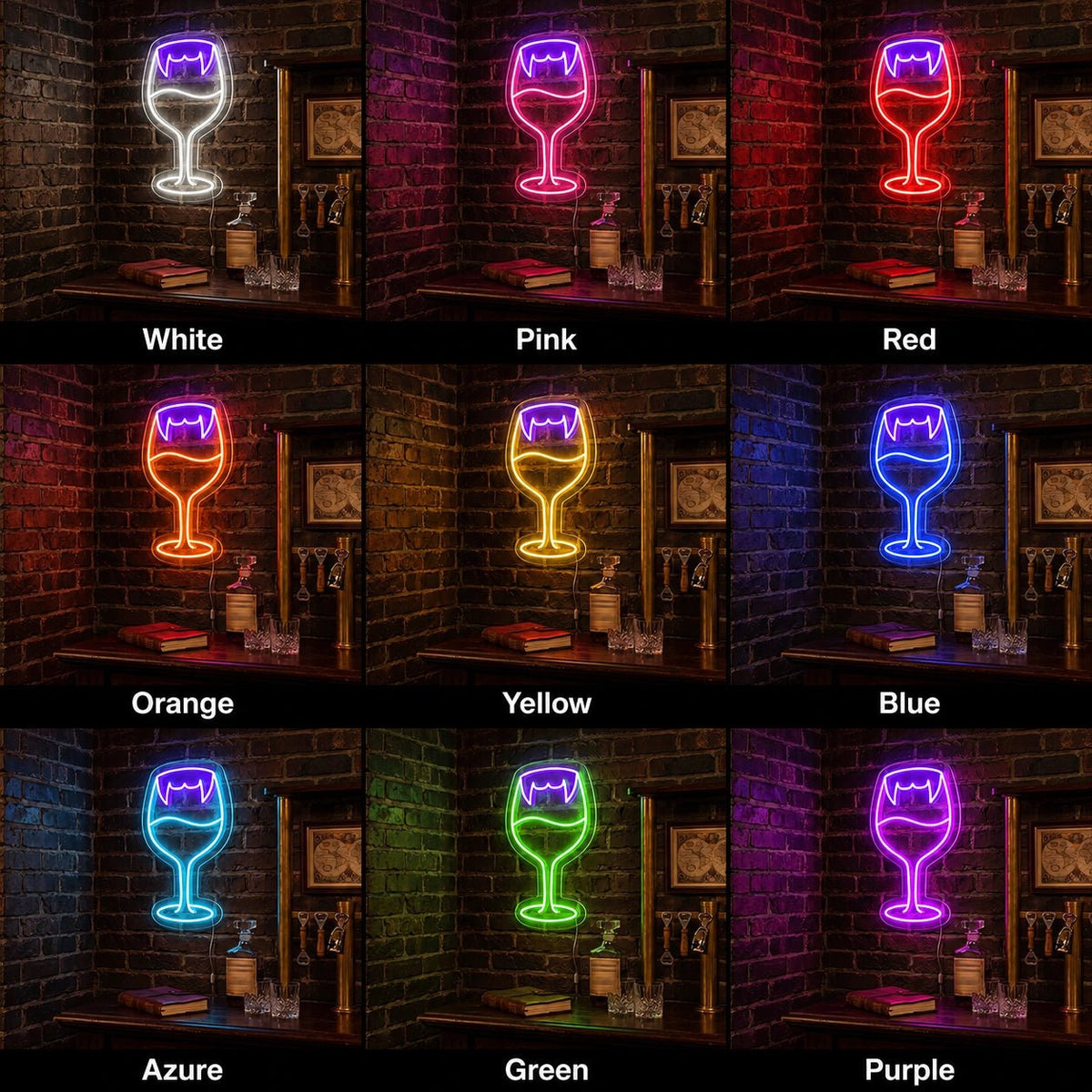 Vampire Fangs Wine Glass LED Neon Sign - Shineneon