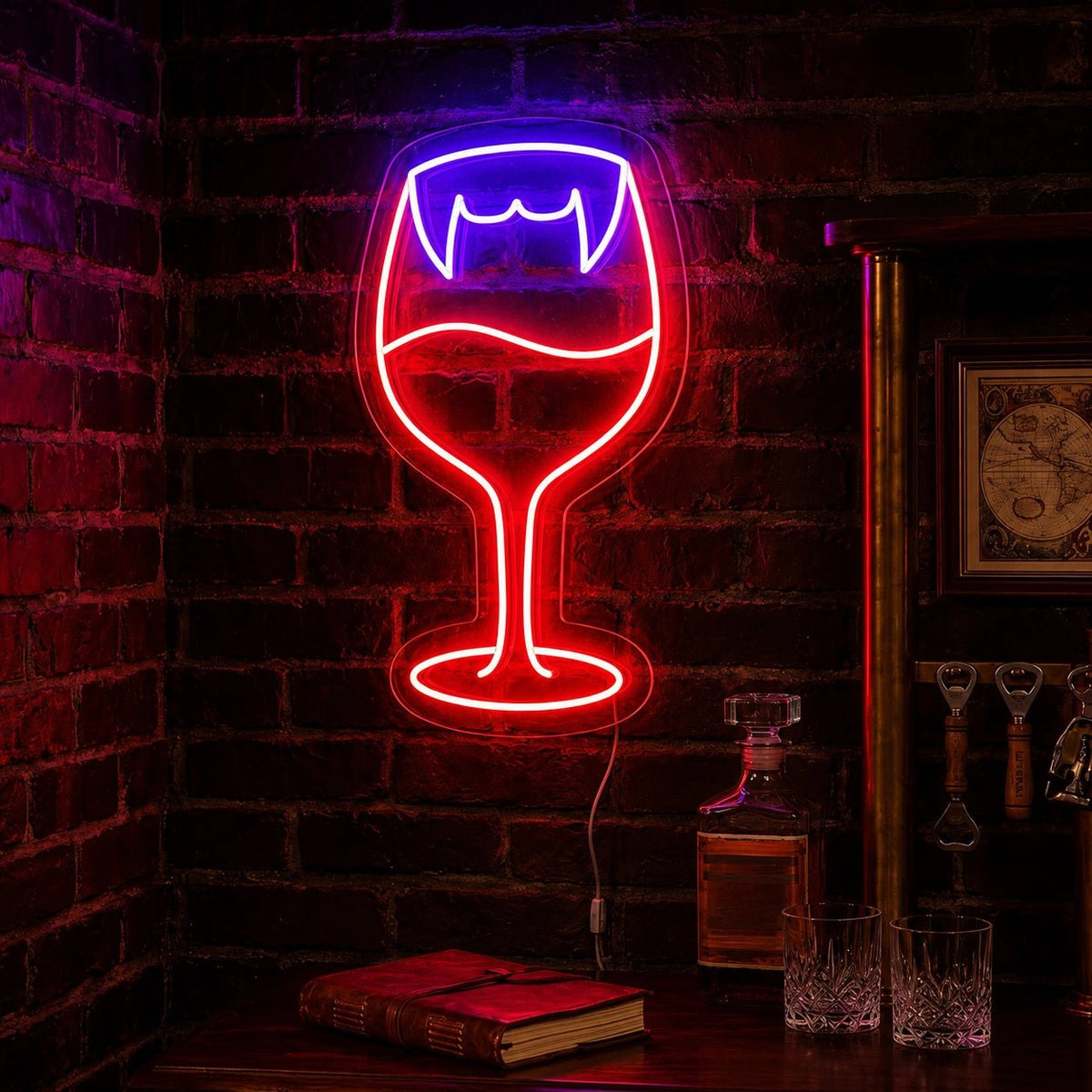 Vampire Fangs Wine Glass LED Neon Sign - Shineneon